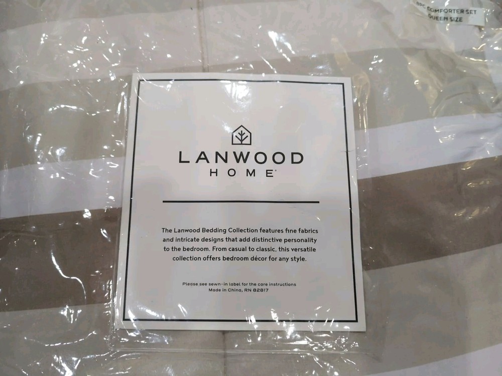 Land Wood Home Collection Austin Stripe/Solid Reversible 5Pc. Comforter Se...