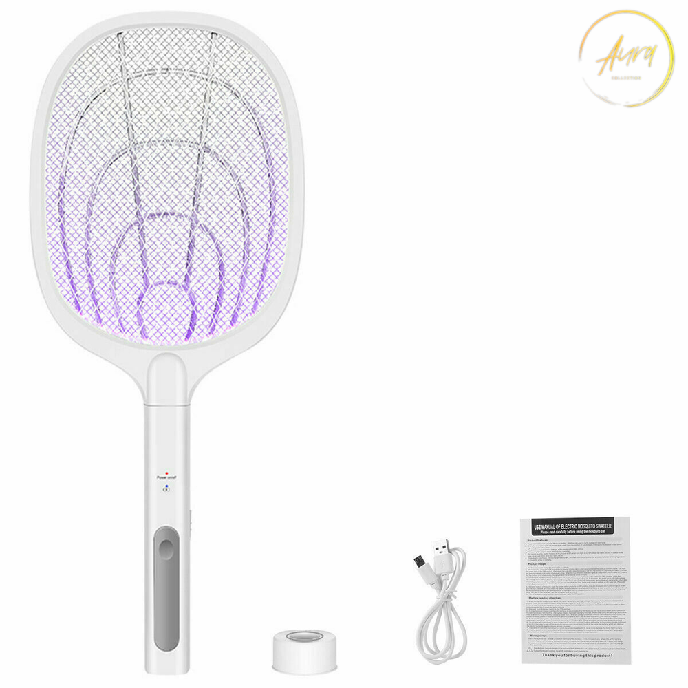Electronic Fly Swatter Handheld Mosquito Killer Rechargeable Racket Zapper