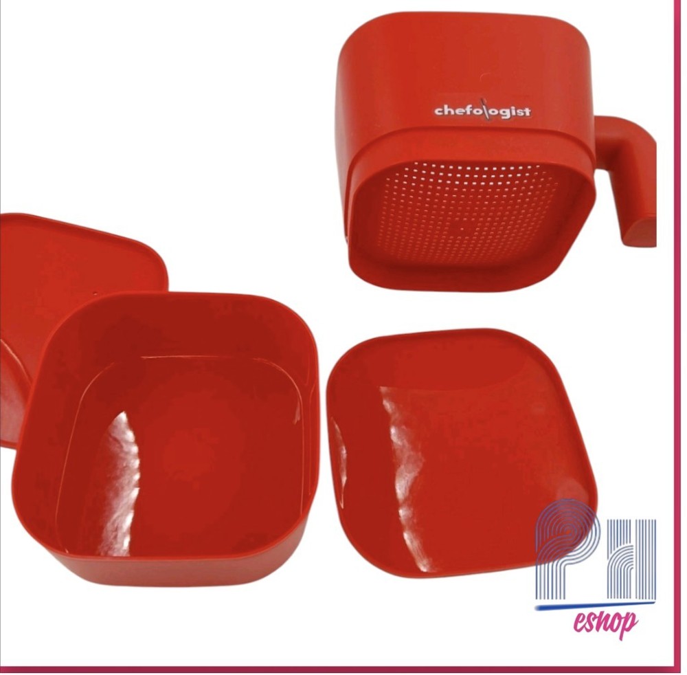 Chefologist Multipurpose Strainer and Steamer Kitchen Gadget RED 7.5"x7 "