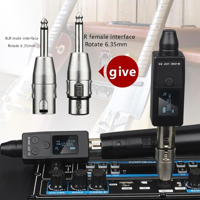 UHF Wireless XLR Transmitter and Receiver Plug-On Wireless Microphone System for
