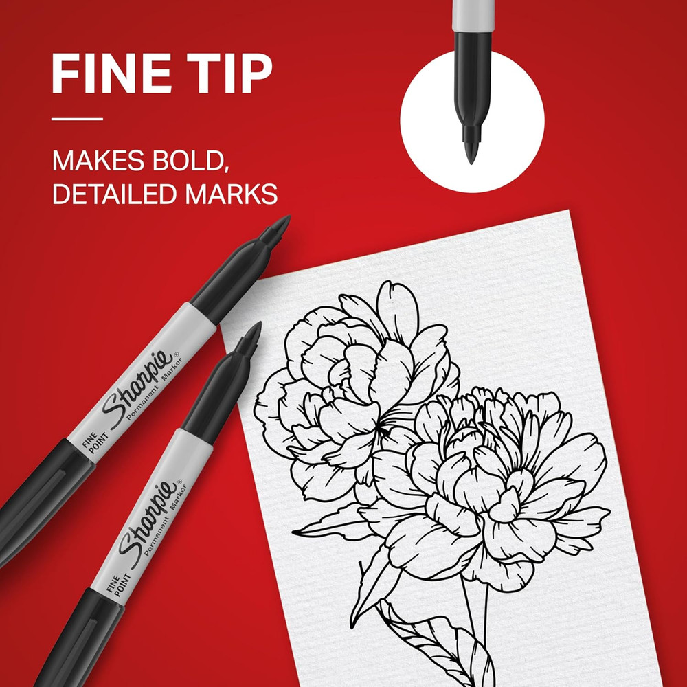 Sharpie Fine Point Permanent Markers, Black, 40 Count - Quick Drying Bulk Set