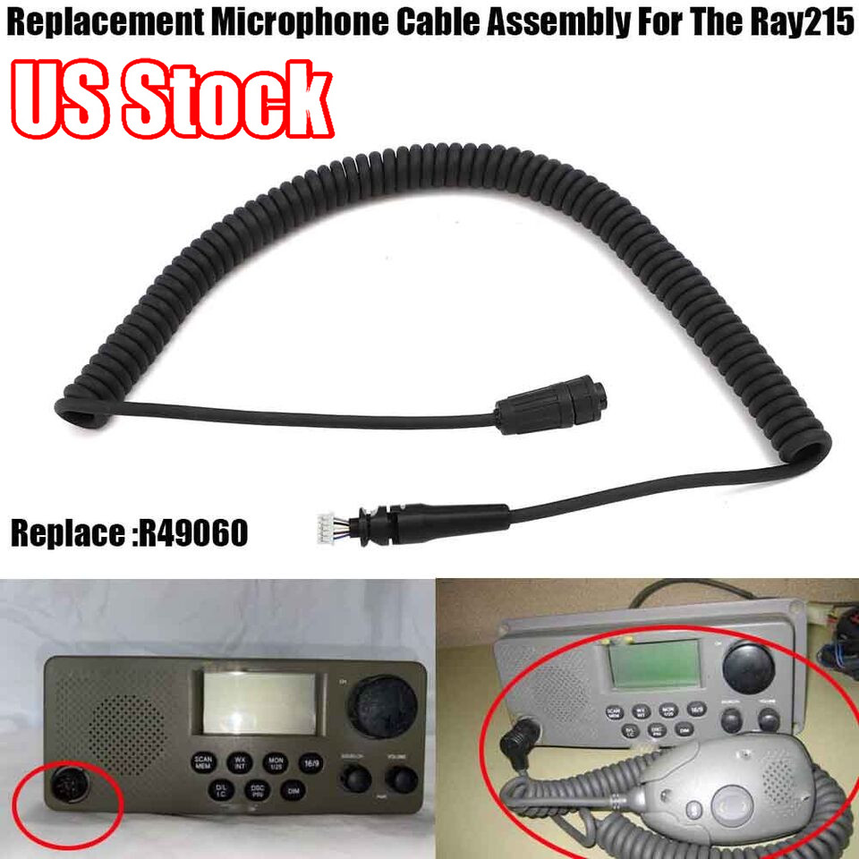 R49060 For Raytheon/Raymarine Ray 215 VHF Radio Microphone Mic Cord Cable Coiled