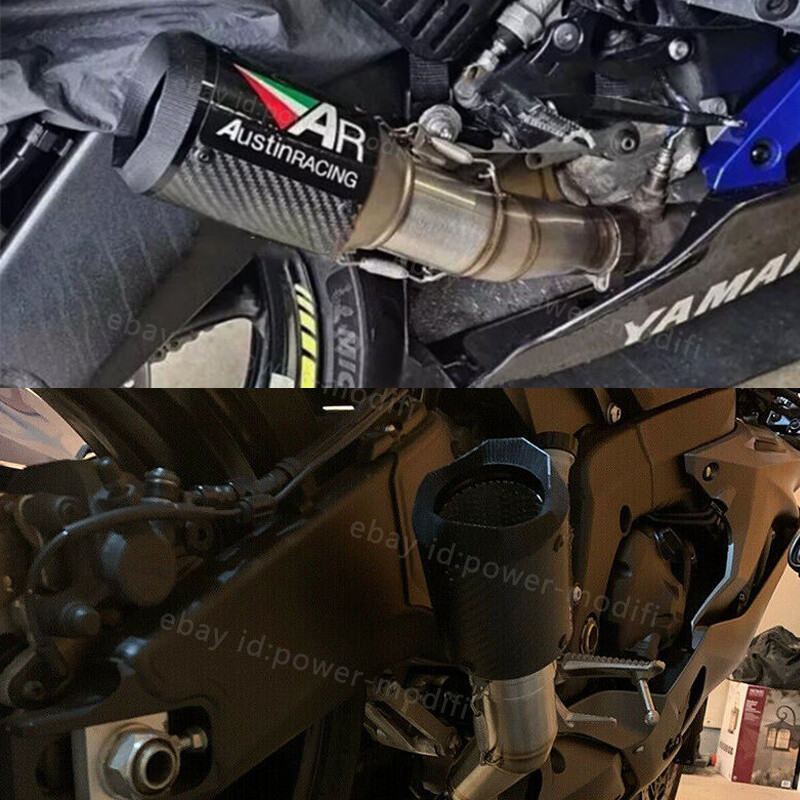 For Yamaha YZF R6 2006-2024 Slip On Exhaust System Mid Pipe 60mm Carbon Muffler
