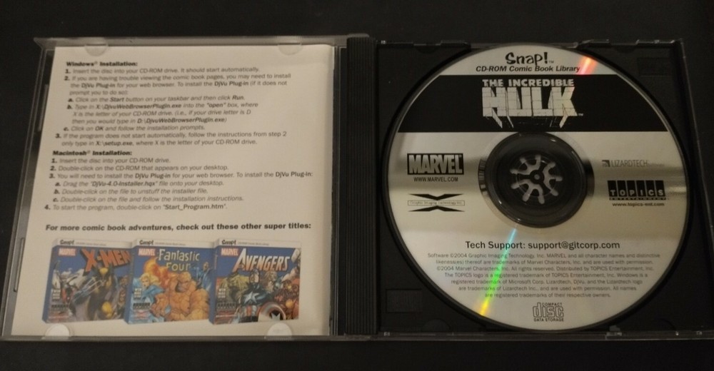 Incredible Hulk #1 Marvel - Snap- WIN MAC CD-ROM 10 Comic Collection 2004