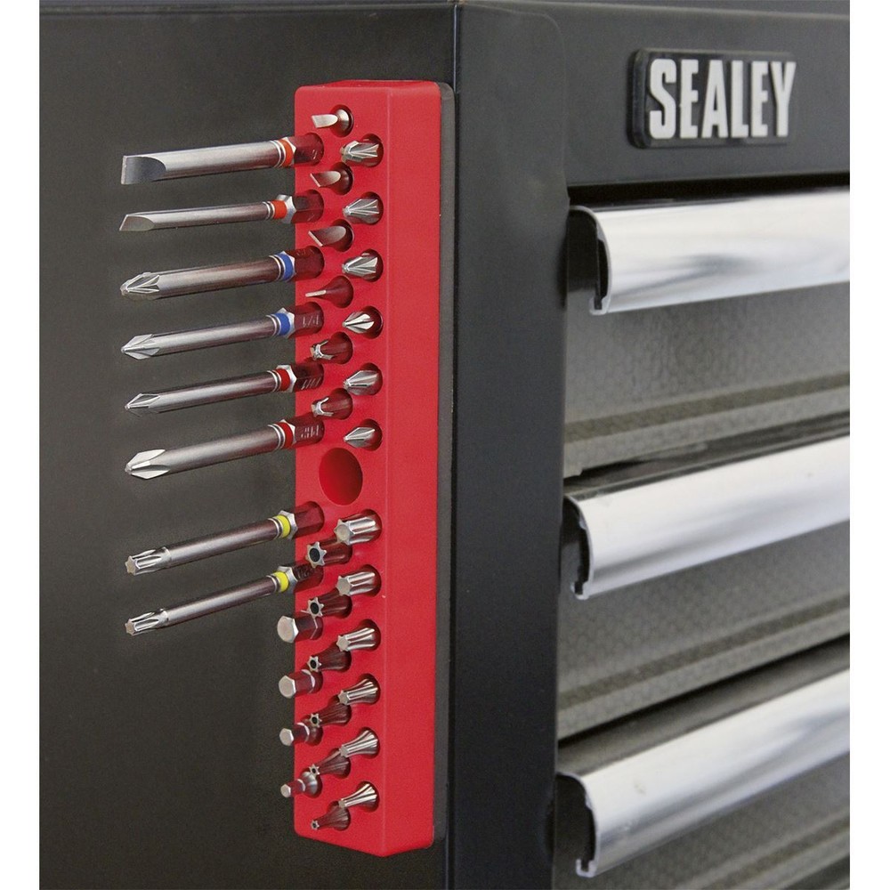 Sealey Magnetic Bit Holder 1/4" Hex Screwdriver Bits Drill Storage Rail 36