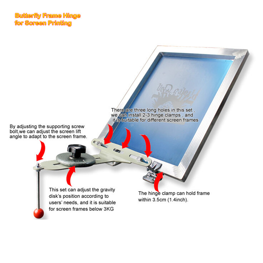Screen Printing Butterfly Frame Hinge Clamp Set for 1 Color Screen Press Machine