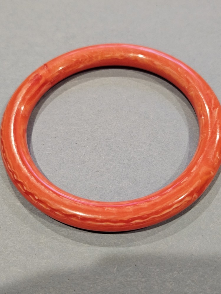 Orange Bakelite Bracelet | 40s Orange Mottled Bakelite Bangle 1940s