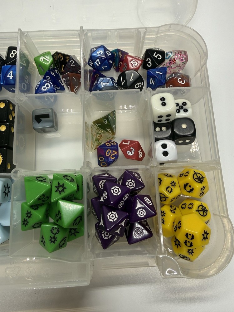 Huge Mixed Dice Lot RPG D&D Polyhedral Assorted Colors + Case Bundle