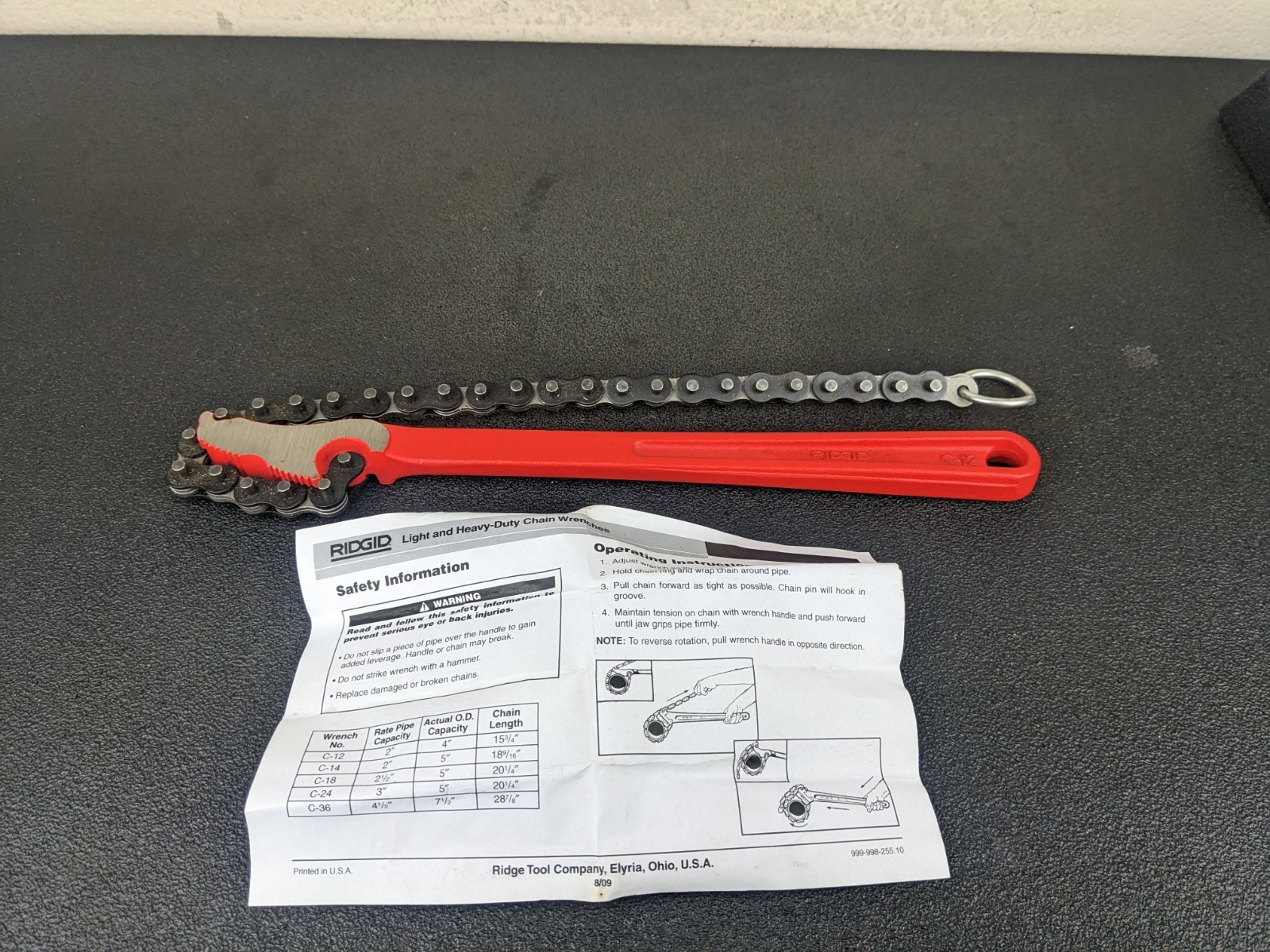 #bn293 RIGID 31310 NEW C-12 Light-Duty Chain Wrench