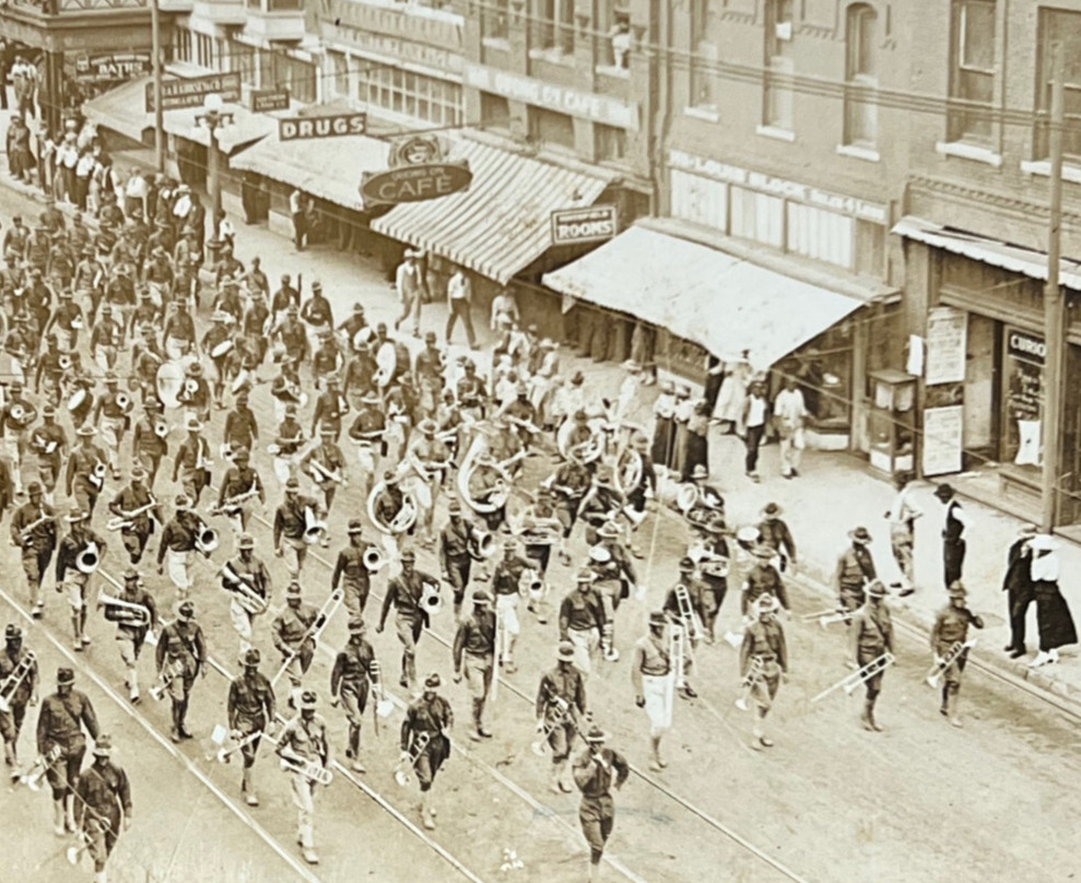 Antique Harlem Hellfighter Photo WWI Victory Parade 369 Infantry Black Americana
