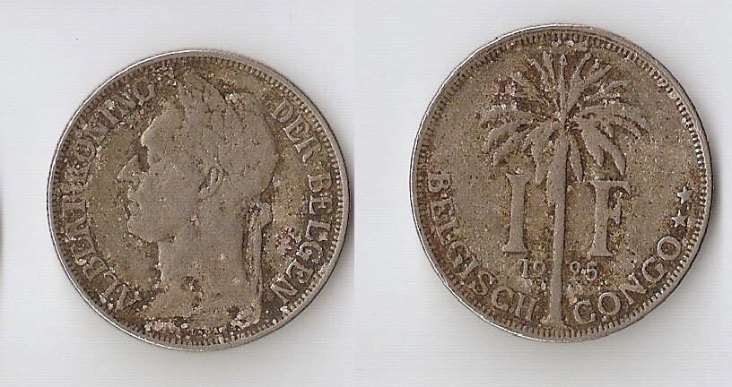 Belgian Congo 1 franc 1925, BELGISCH CONGO