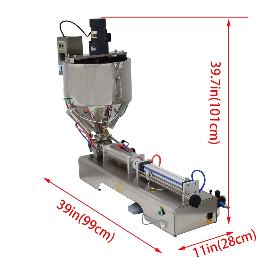 110V 100-1000ml Paste Liquid Heating Mixing Filling Machine Packer 1 Head