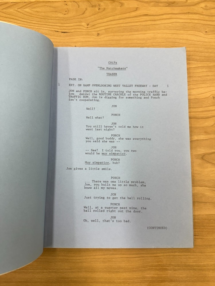 CHiPS Original Production used TV Script WITH NOTES "The Matchmakers" MGM