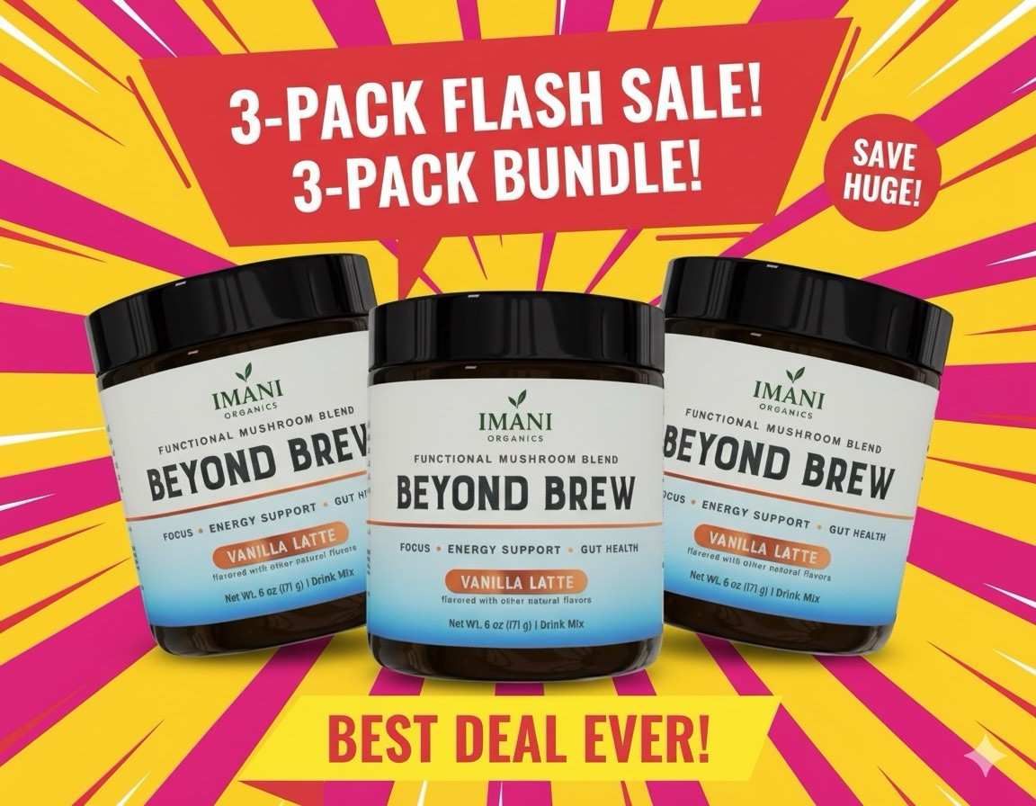 3-PACK VANILLA Beyond Brew Mushroom Coffee 7-in-1 Cacao Energy/focus/Gut/Mental!