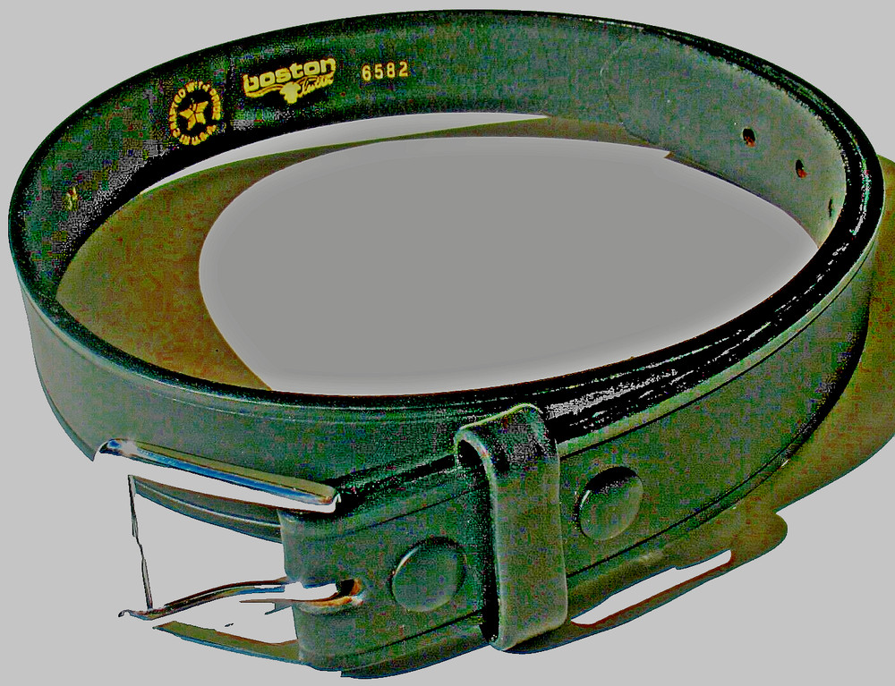 6582.1 Off Duty Boston solid leather belt, 1½" width, Black, plain, made in USA