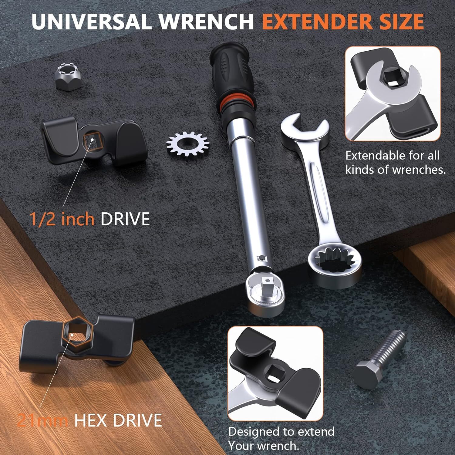 For 1/2 Inch Drive Wrench Extend More Leverage Universal Wrench Extender Adaptor
