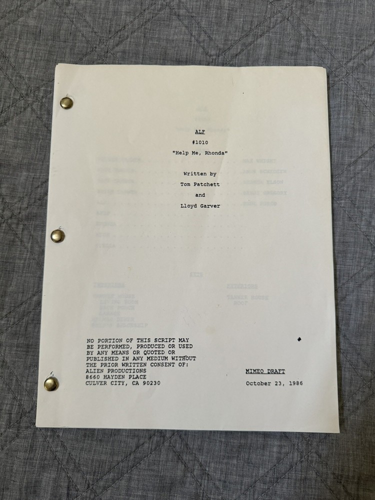 Alf Help Me Ronda Original Script