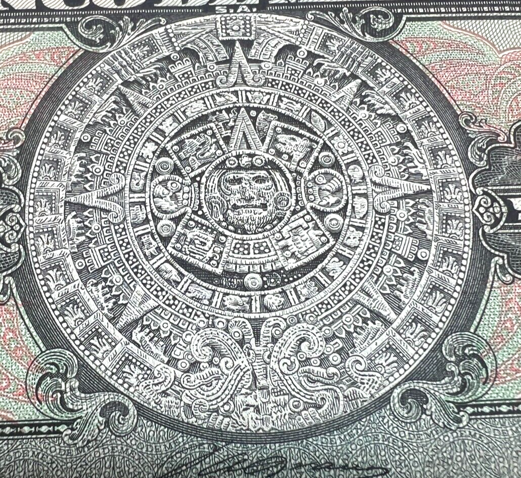 1957 Mexico Un One Peso AZTEC CALENDAR Mexican Currency Paper Money Billetes