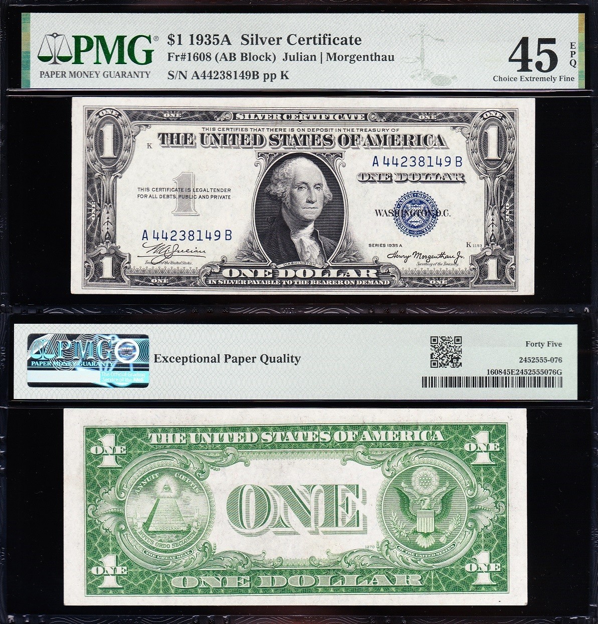 Amazing Crisp HIGH GRADE 1935 A $1 Silver Certificate! PMG 45 EPQ! FREE SHIPPING