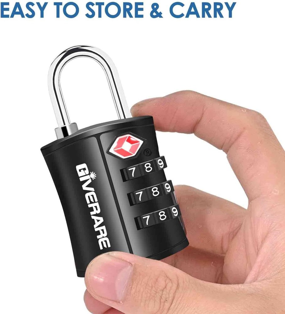 4 Pack TSA Approved Luggage Locks 3 Digit Combination Padlocks Black