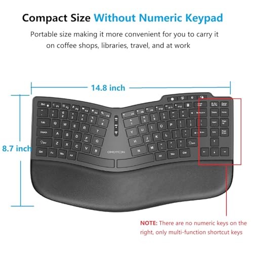 Ergonomic Wireless Split Keyboard Compatible with Windows only, Cushioned