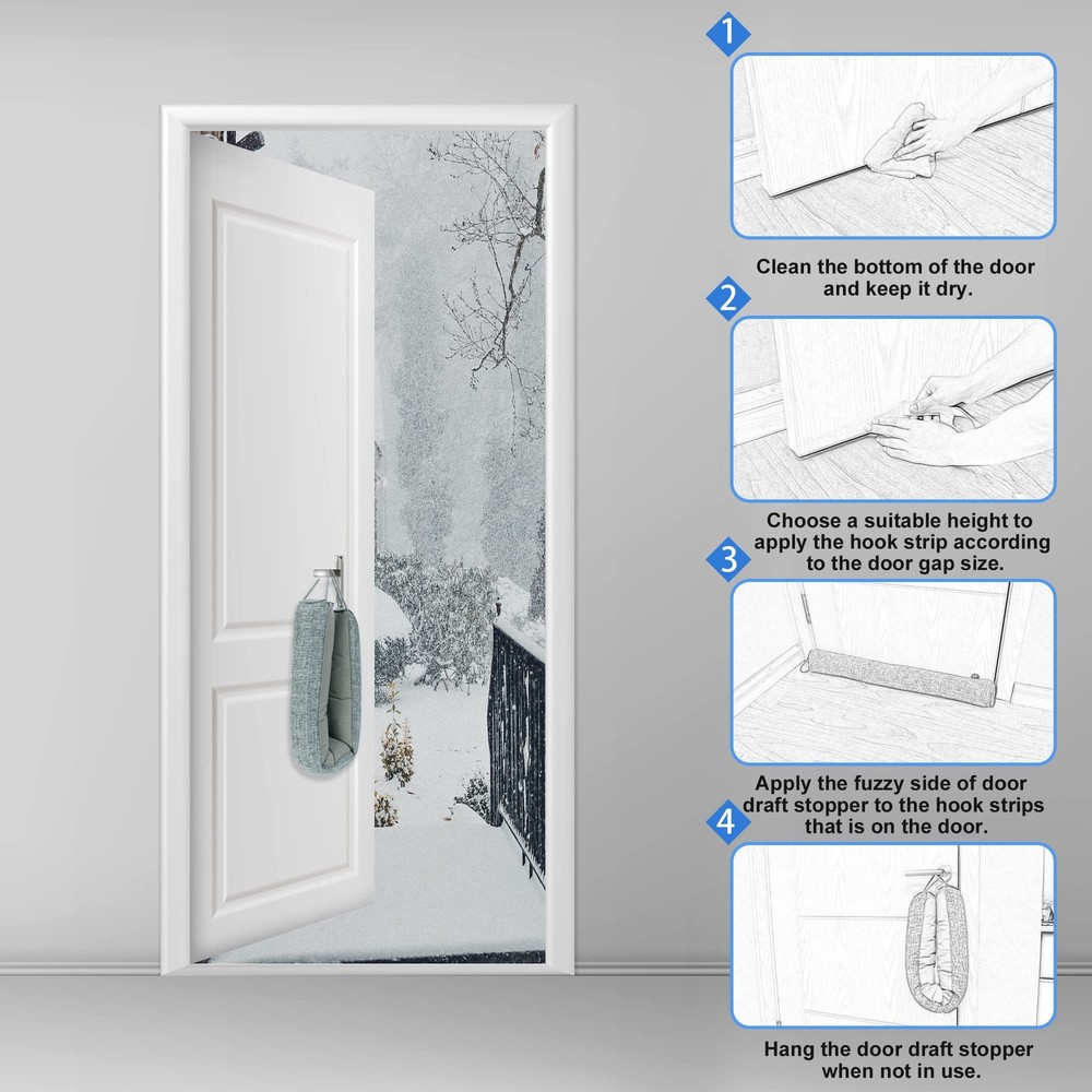 32" Weighted Under Door Draft Stopper -Triangular Door Draft Blocker with Hoo...