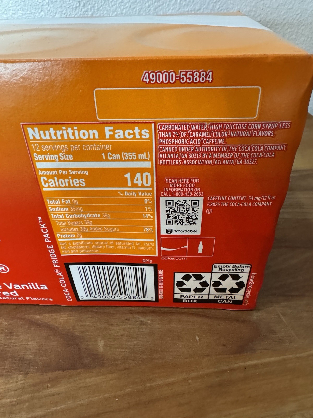 Coca-Cola ORANGE VANILLA 12 Pack 12oz Cans USA fridgepack Regular. New