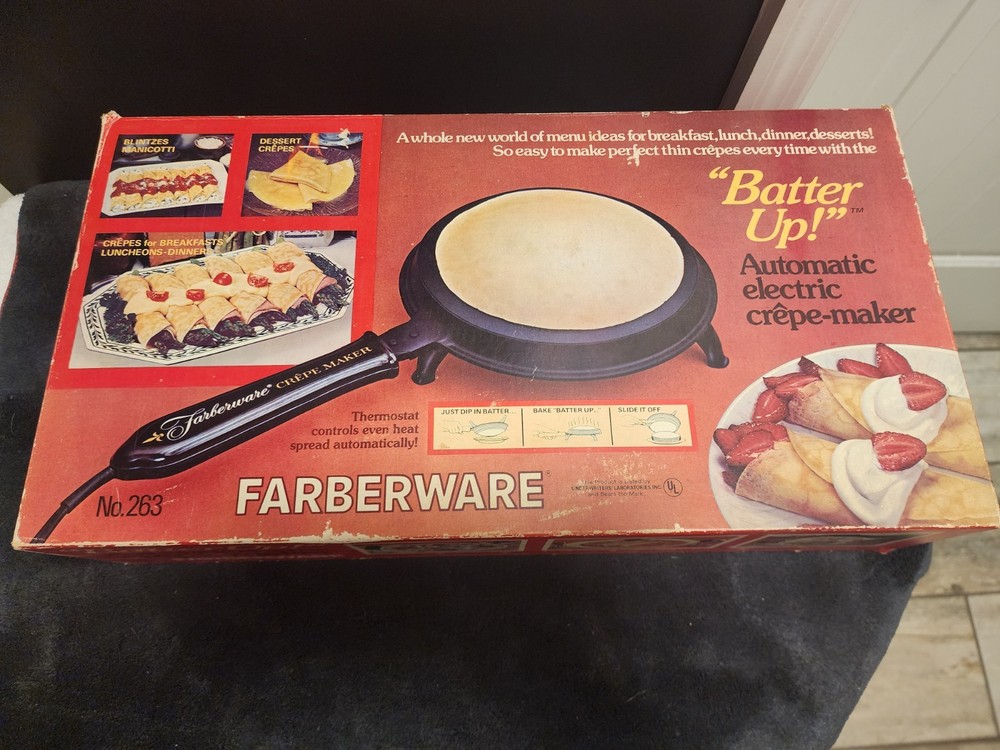 VINTAGE FARBERWARE BATTER UP AUTOMATIC ELECTRIC MODEL 263 CREPE MAKER