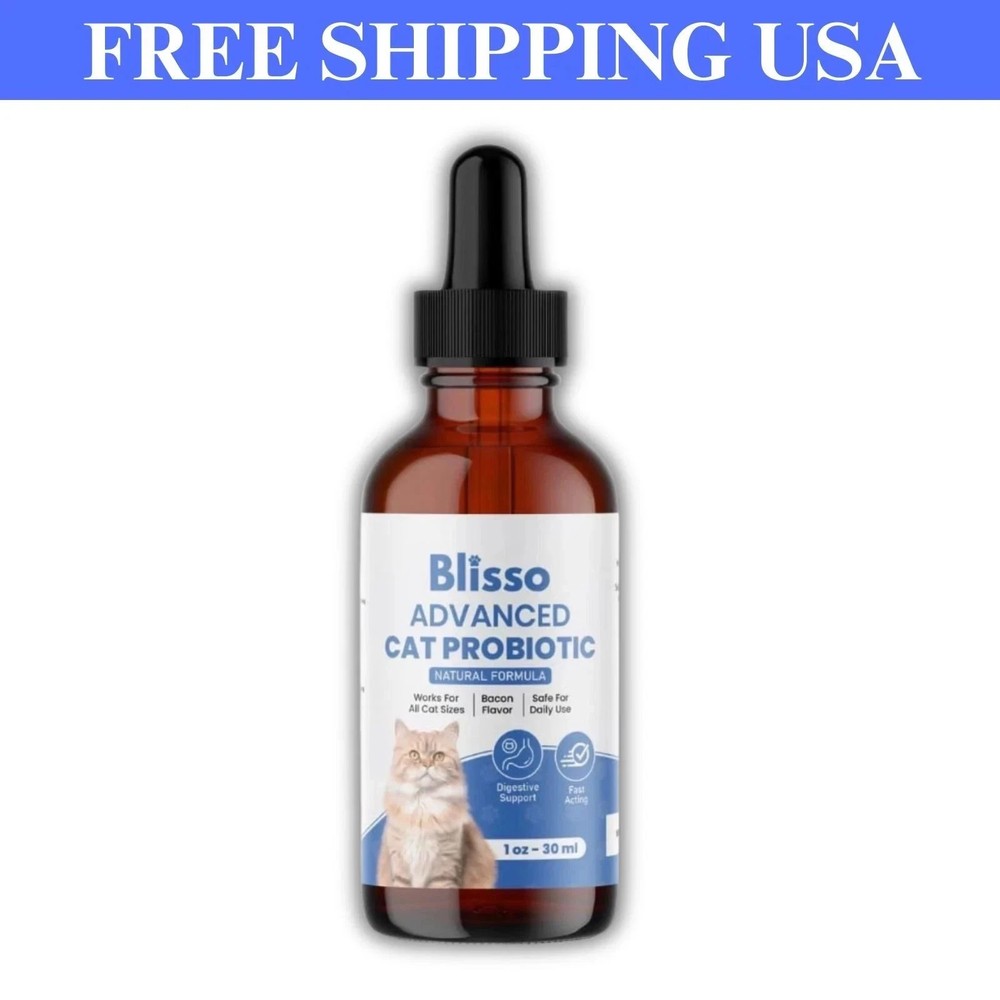 Blisso Advanced Cat Probiotic Drops – Digestive Support for Cats with Diarrhea..