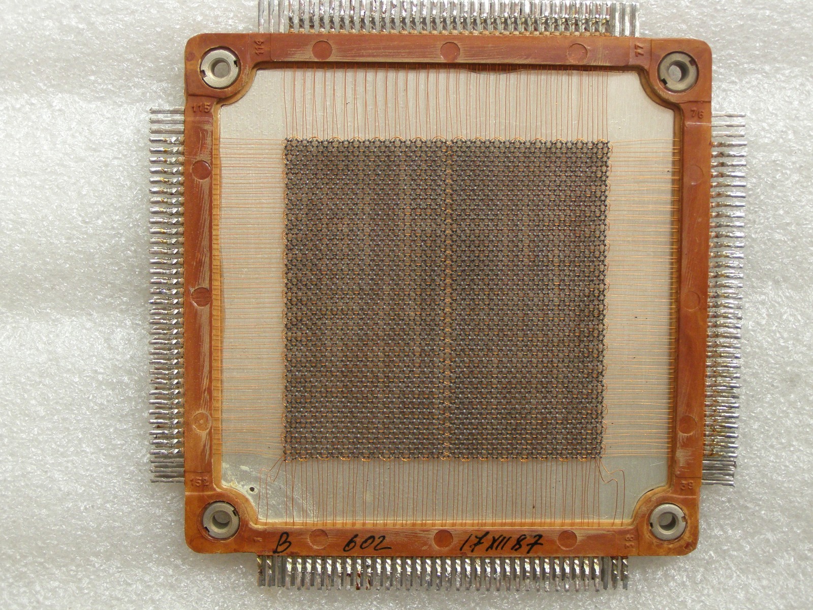 Dual-frame ferrite core memory plate 8192 bits, 1987.