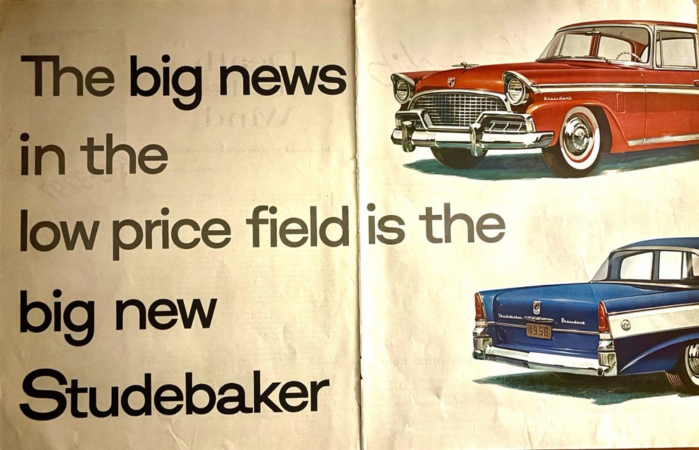1956 Studebaker Hawk, Commander, President - 6 Page Ad Double Sided