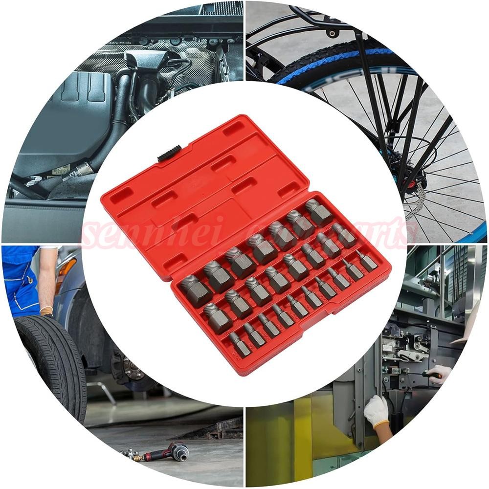 Multi-Spline Screw Extractor Set Hex Head Bit Socket Wrench Bolt Remover 25Pcs