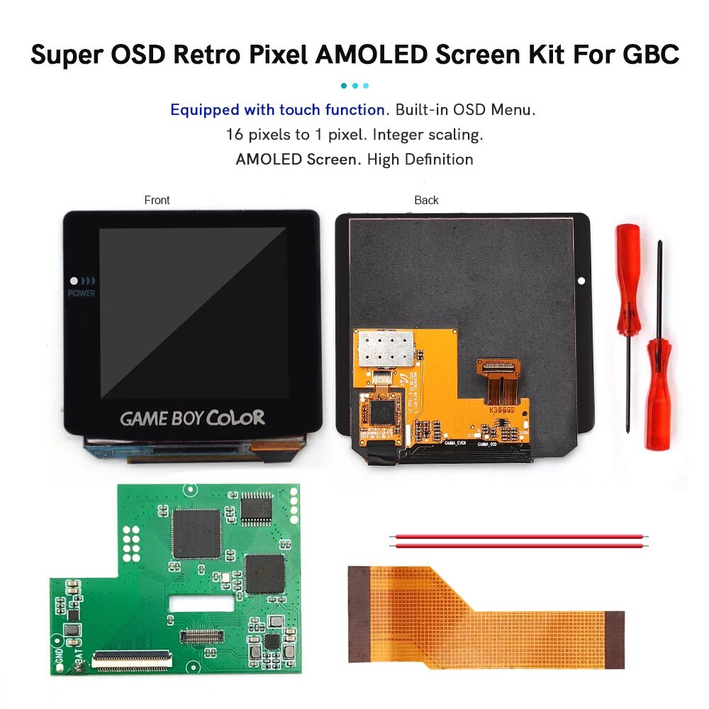 Laminated Touch GBC AMOLED Screen Retro Pixel OLED LCD For GameBoy Color