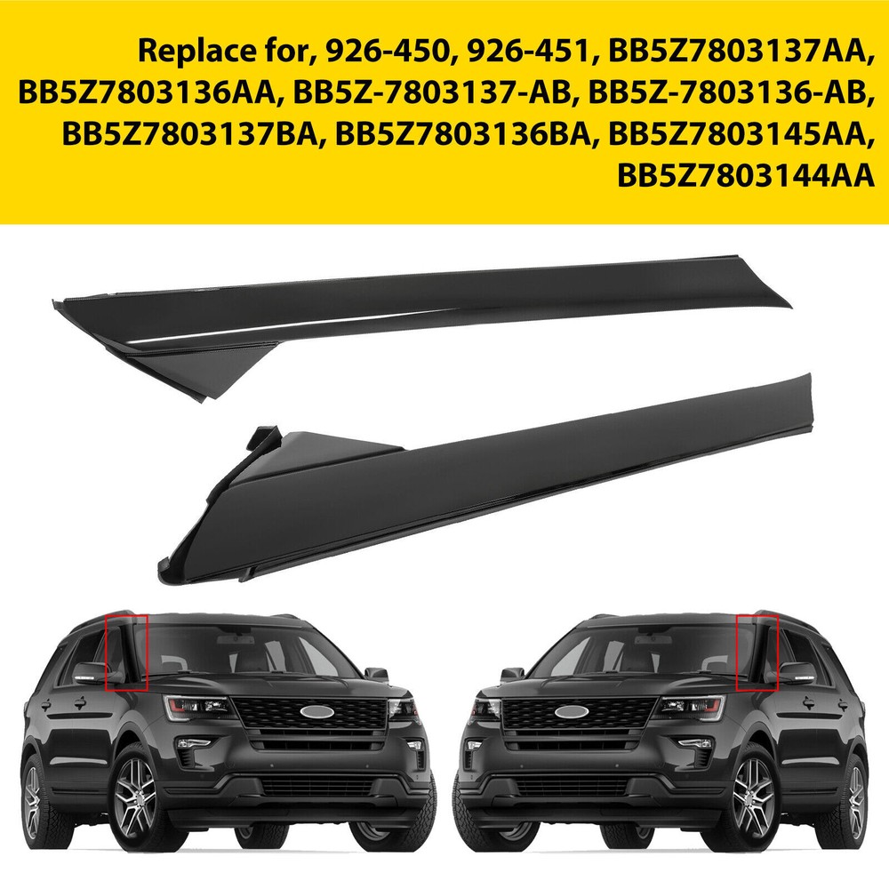 4Pcs For 11-19 Ford Explorer Left Right Side Windshield A-Pillar Molding Trim