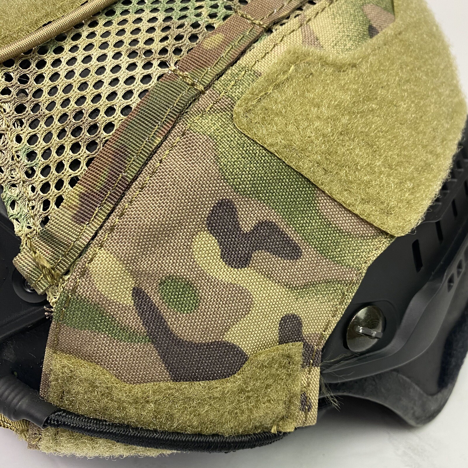 Large OCP MULTICAM ACH MICH ECH HELMET COVER w/ COUNTERWEIGHT POUCH HYBRID MESH