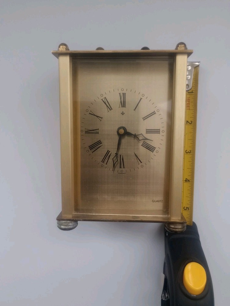 Royal Carriage Clock Brass Quartz Roman Numerals Tested Working