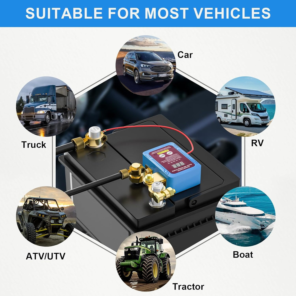 Remote Battery Disconnect Switch 12V/24V 240A Kill Switch LED Voltmeter Display
