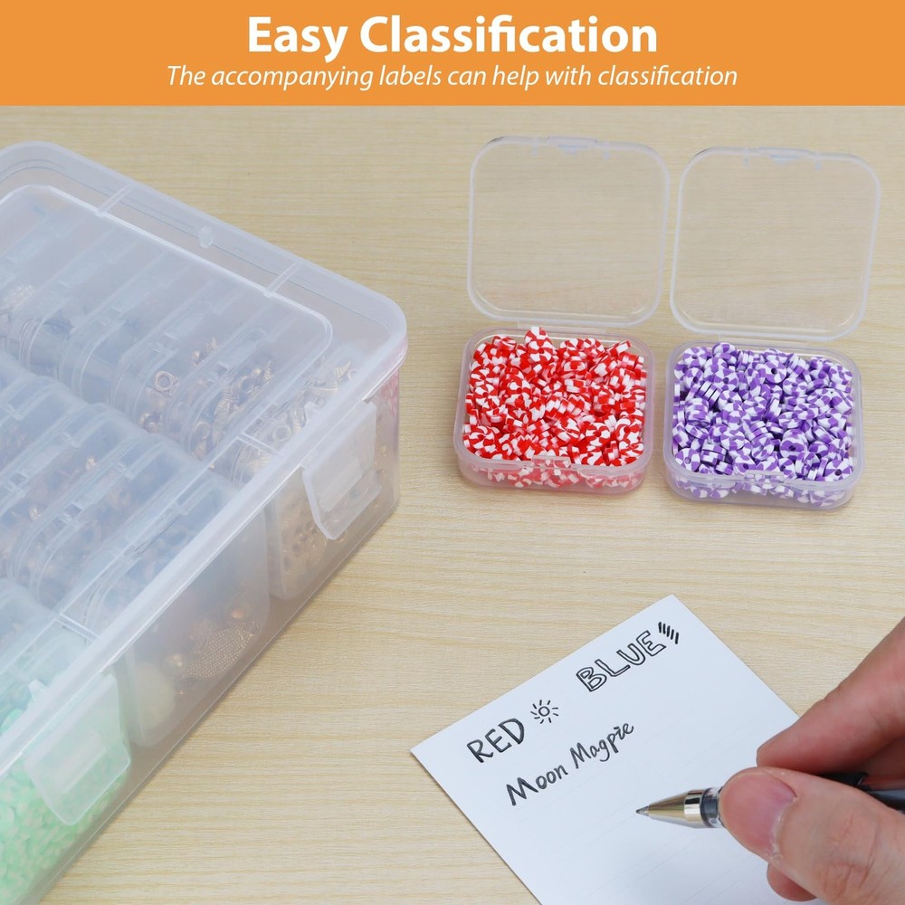 Moon Magpie Bead Organizers Box, Plastic Storage Cases Mini Clear