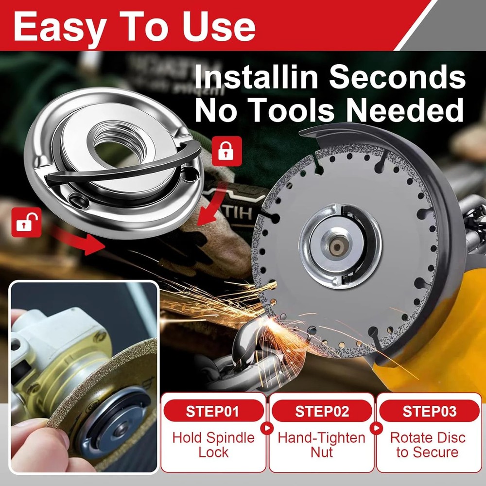 2 Pcs 5/8- Angle Grinder Flange Nuts with 5/8- Inch Thread, Quick Change Lock...