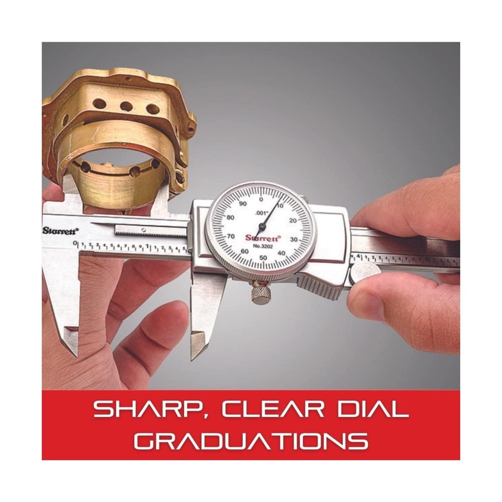 Starrett Dial Caliper with Adjustable Bezel and Fitted Case - White Face, 0-8...