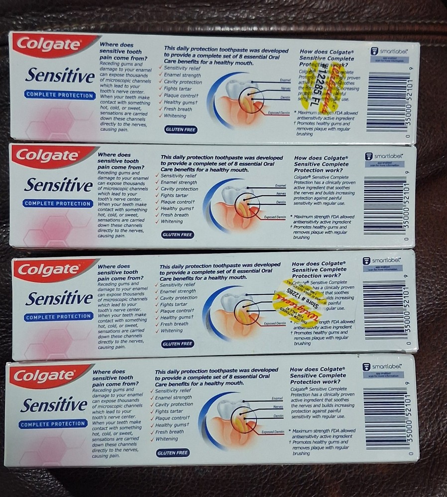 4 pack Colgate Sensitive CompleteProtection Whitening Toothpaste Mint Fluoride
