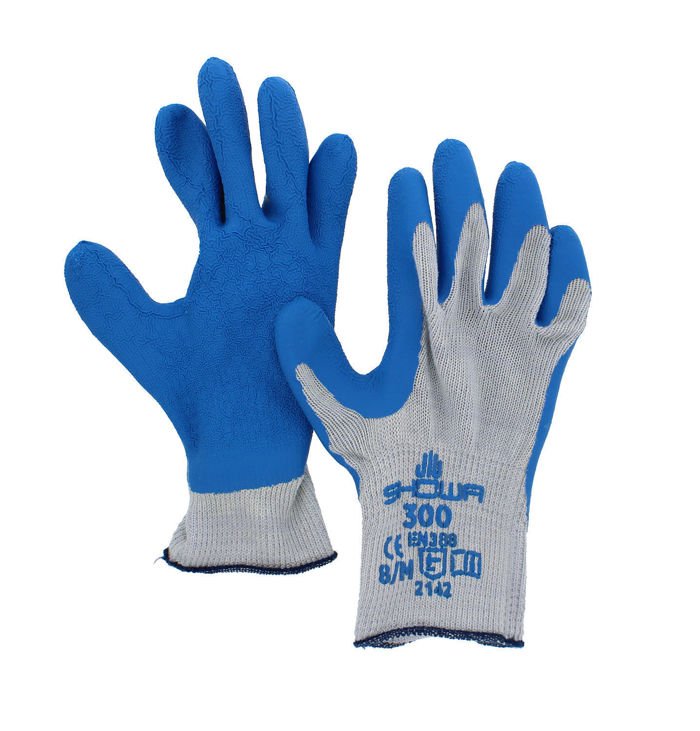 SHOWA ATLAS 300 LATEX RUBBER PALM DIPPED WORK GLOVES BLUE, GENERAL PURPOSE