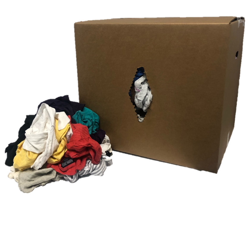 PALLET OF COLORED T-SHIRT RAGS - 50 LBs - 12 BOXES - 600 LB - FREE SHIPPING!!