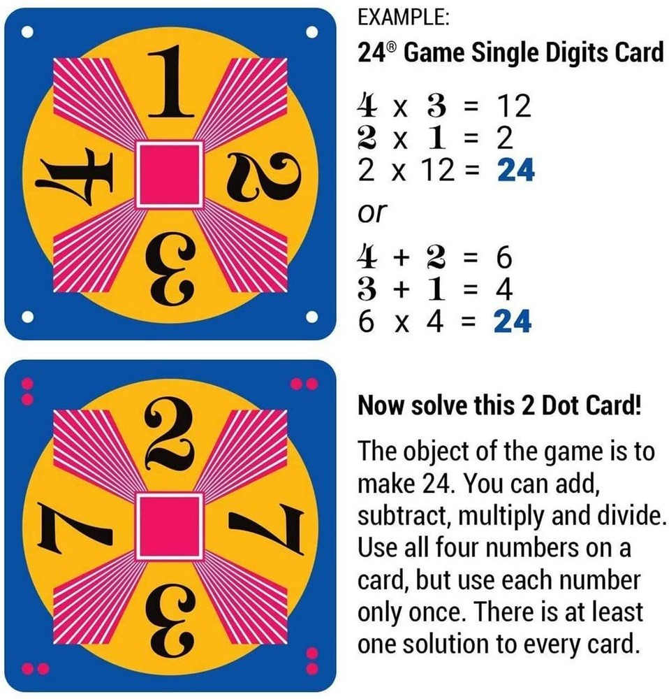 NEW 24 Game 96-card deck: Single Digits Math Card Game
