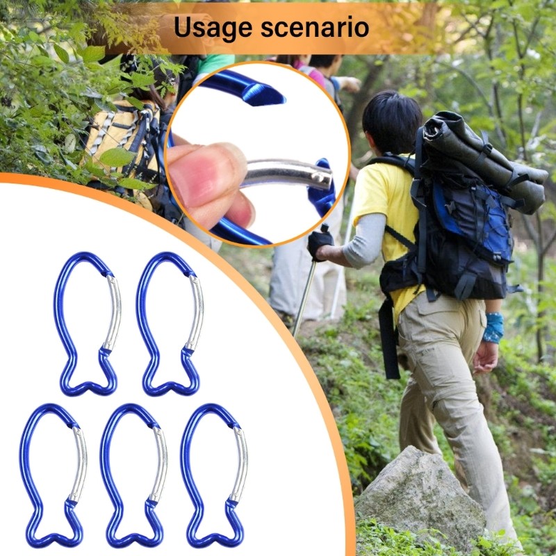 Carabiner Clip Fish Shape Climbing Buckle Quick Link Locking Spring Snap Hook