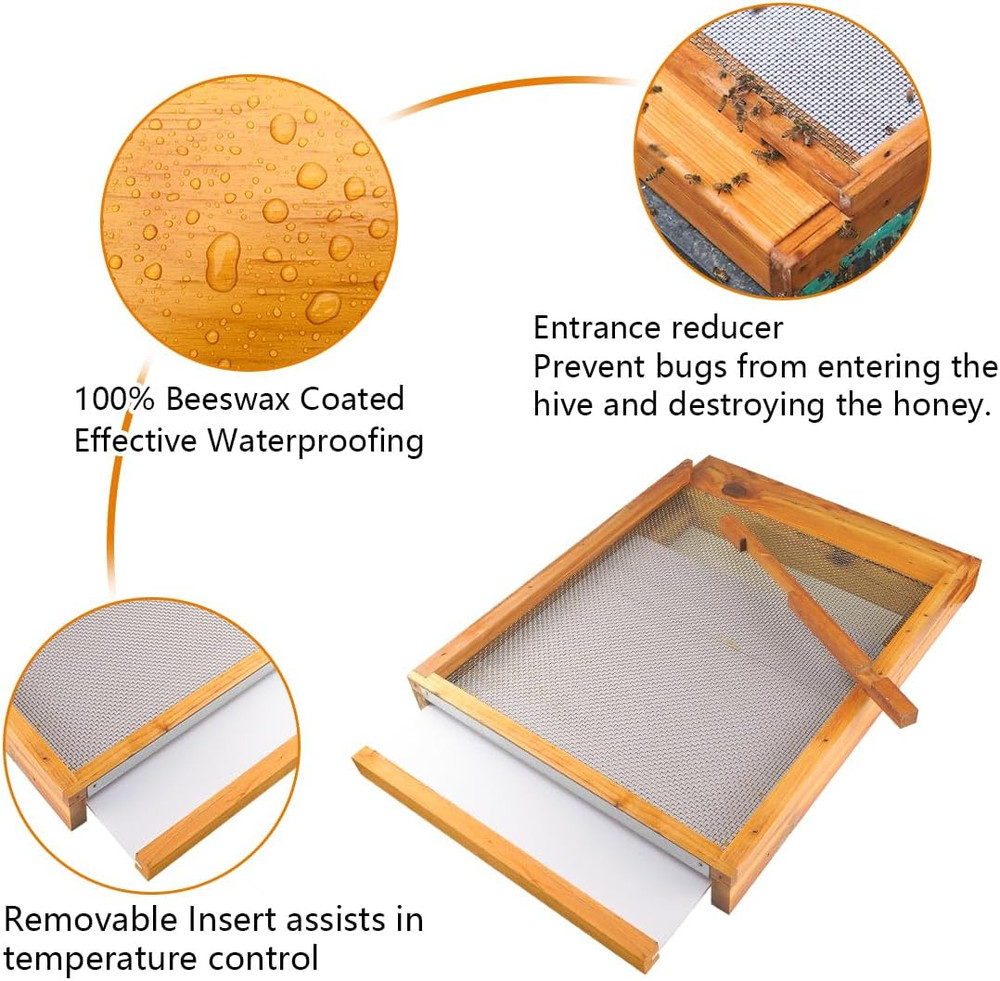 2Pcs Beehive Screened Bottom Board 10 Frame Langstroth Bee Hive Screened Bottom