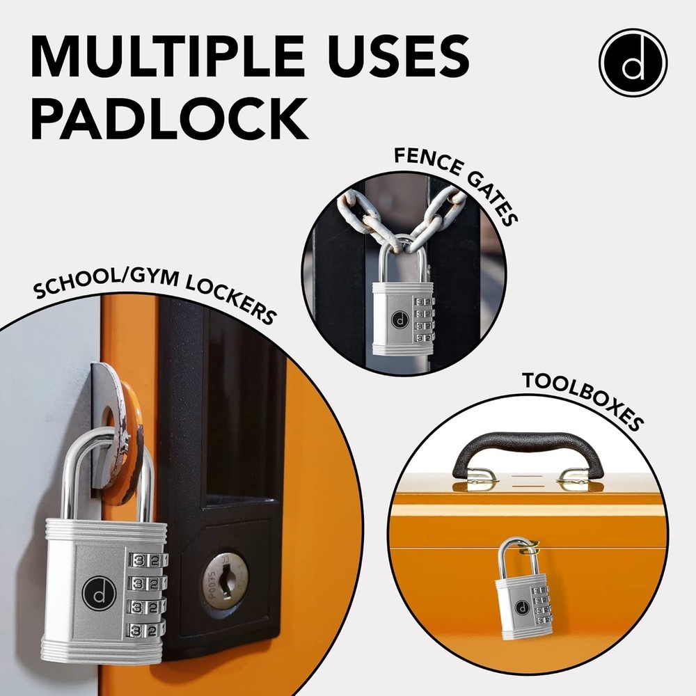 4-Digit Combination Lock - Weatherproof & Keyless Security for Lockers & Gates