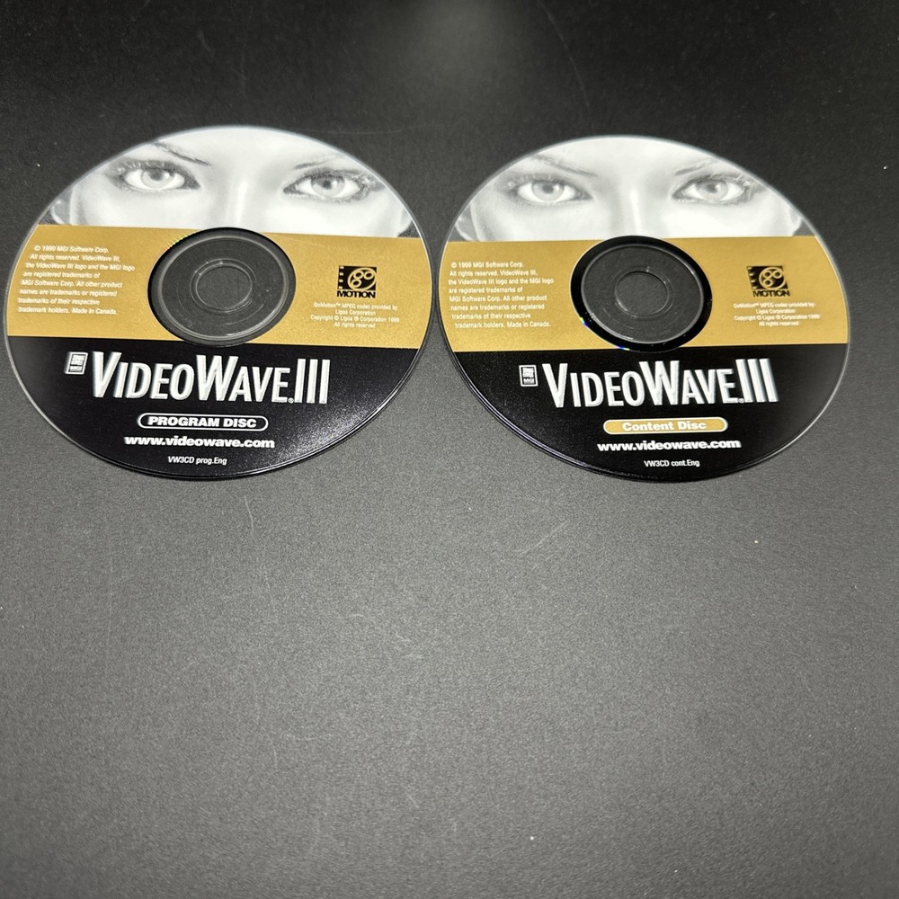 Video Wave III 3 (1999 MGI) Vintage Computer Software PC Program / Content Discs