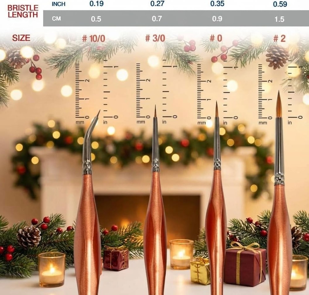 Small Paint Kolinsky Sable Brushes. Fine Tip Professional Micro Miniature Pai...
