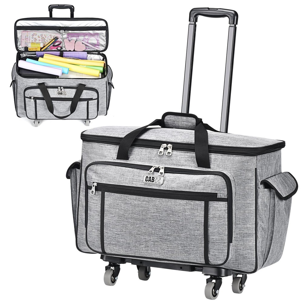 Rolling Carrying Case for Cricut Maker & Explore - Double-Layer Storage Bag with